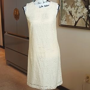 Loft Pale Yellow Lace Dress, Size 4